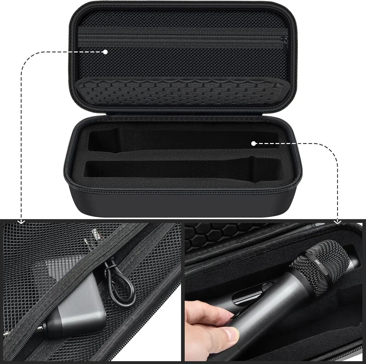 (Case only) Wireless Microphone Case Compatible with JBL Wireless Two Microphone System, Handheld Dual Mic Travel Storage Bag