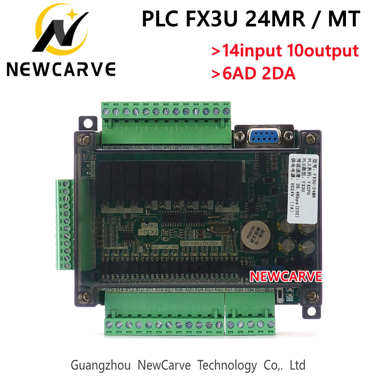 FX3U-24MT FX3U-24MR PLC Industrial Control Board 14 Input 10 Output 6AD ...
