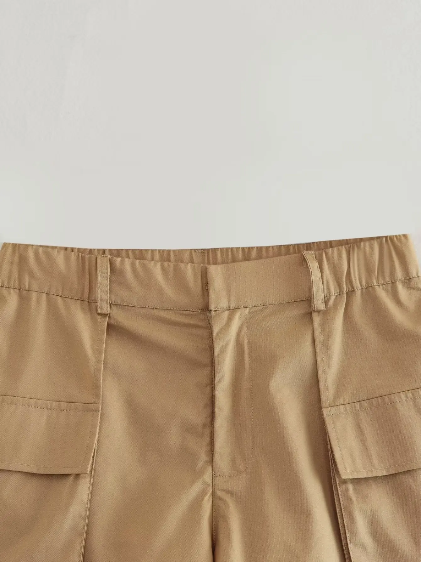 Withered Ins Fashion Blogger High Street Sexy Bermuda Shorts High Waist Pocket Cargo Khaki Retro Culottes Women
