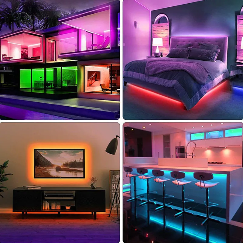 스마트 RGB LED TV 스트립 조명, USB SMD5050, 30LED/m, 와이파이, 음성, 앱, 리모컨 앰비언트 라이트 바, 침실 게임룸 장식 램프