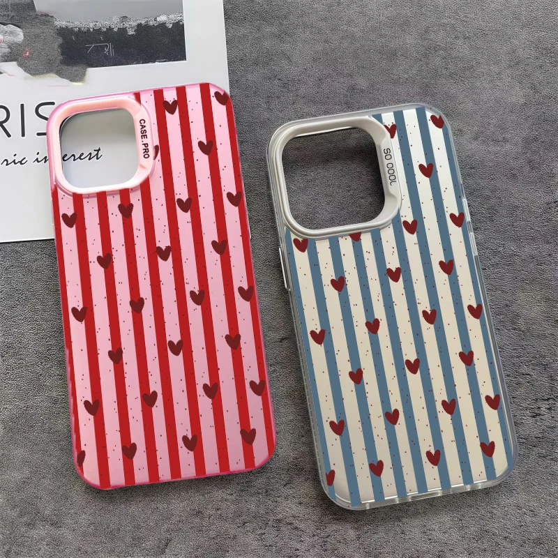Stripe Love Heart Hard Cover Case - Stylish Protective Design