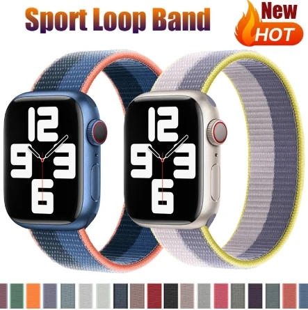 

Nylon Sport Strap For Apple Watch Ultra band 45mm 41mm 40mm 44mm 38mm 42mm 49mm Bracelet iWatch Series 9 4 5 SE 6 7 8 Watchband