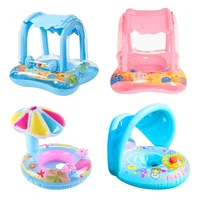 Baby Swimming Float with Sun Canopy Toddler Inflatable Swim Ring Pool Toys for 0-5Y Float Seat Kids Outdoor Water Fun Toys 1
