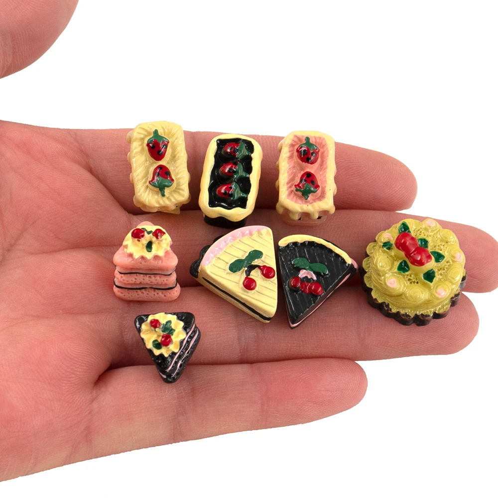 8pcs 1/12 Doll House Miniature Resin Cake Simulation Strawberry Cherry