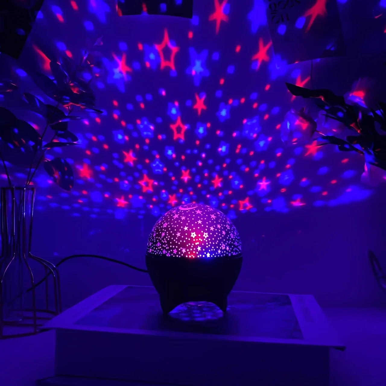 LED 무드등 별빛 하늘 은하 달 프로젝터 조명 자동 색상변환 USB 5V RGB 무드등 아이방 생일파티용