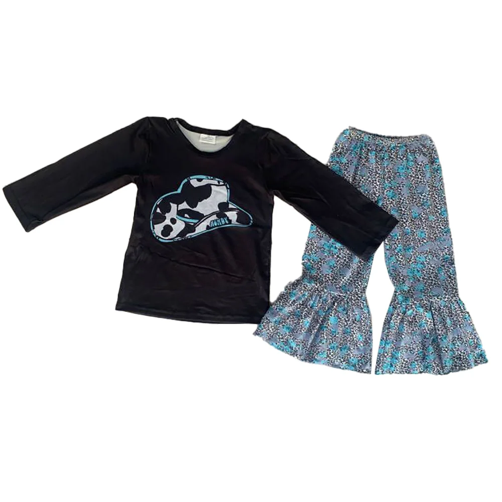 

Wholesale Toddlers Western Cowboy Outfit Cows Bell Bottom Pants Boutique Gilrs Clothing Sets