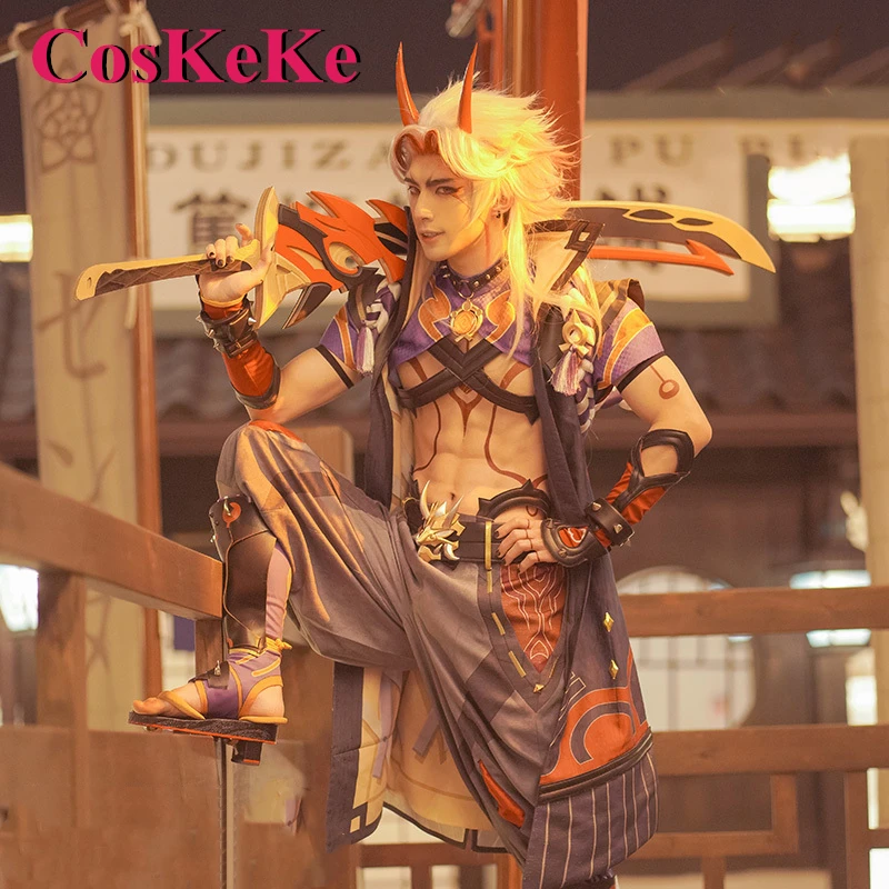 

CosKeKe Arataki Itto Cosplay Anime Game Genshin Impact Costume Handsome Battle Uniform Men Halloween Party Role Play Clothing