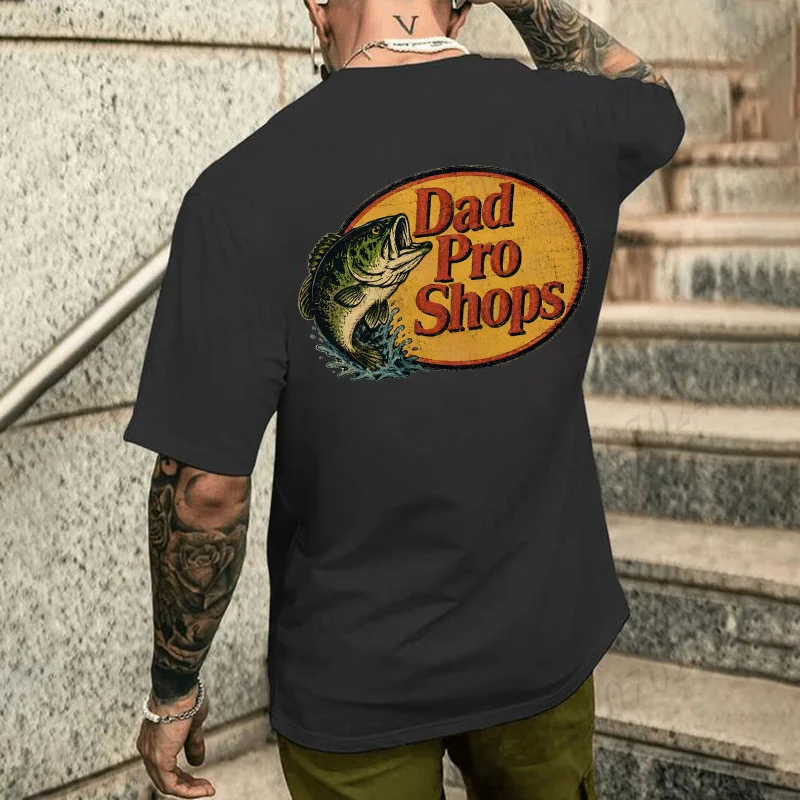 Vintage Fisherman Dad Humorous T-Shirts - Outdoor Crewneck Short Sleeve Oversized Tops