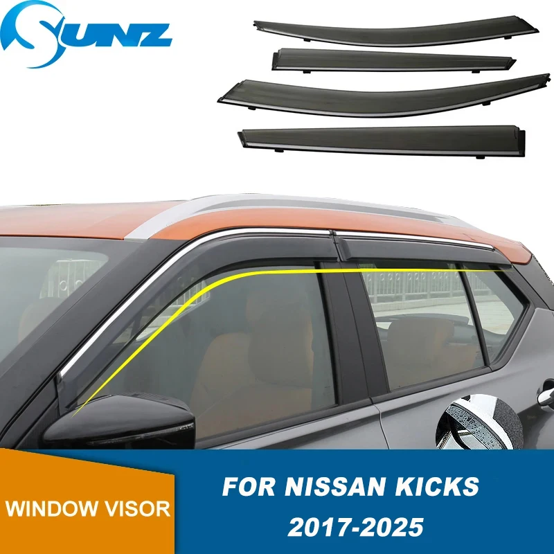 Side Window Deflectors For Nissan Kicks 2017 2018 2019 2020 2021 2022 2023 2024 2025 Window Visors Sun Rain Guard Weathershield