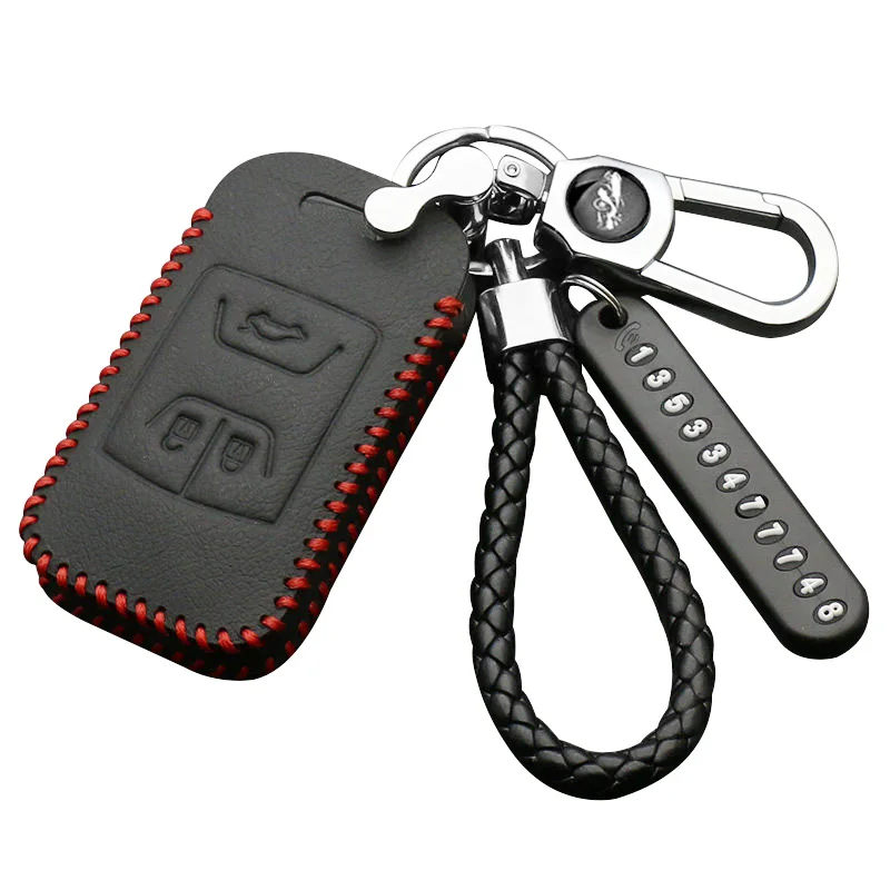 Colorful Leather Car Key Case Bag for Chery Tiggo Arrizo Keychain Auto Smart Remote Cover 3 Buttons