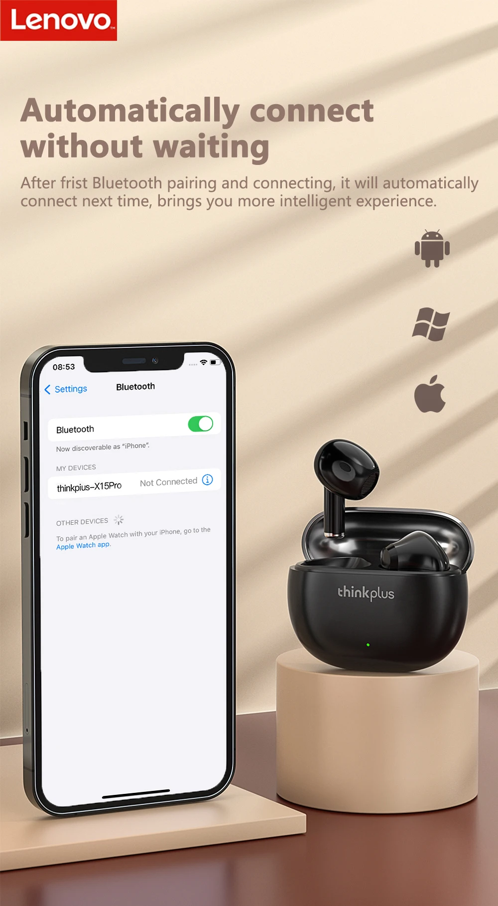 Lenovo ThinkPlus X15 Pro II Earbuds Semi-open Ear Hook Sport - Foto 2