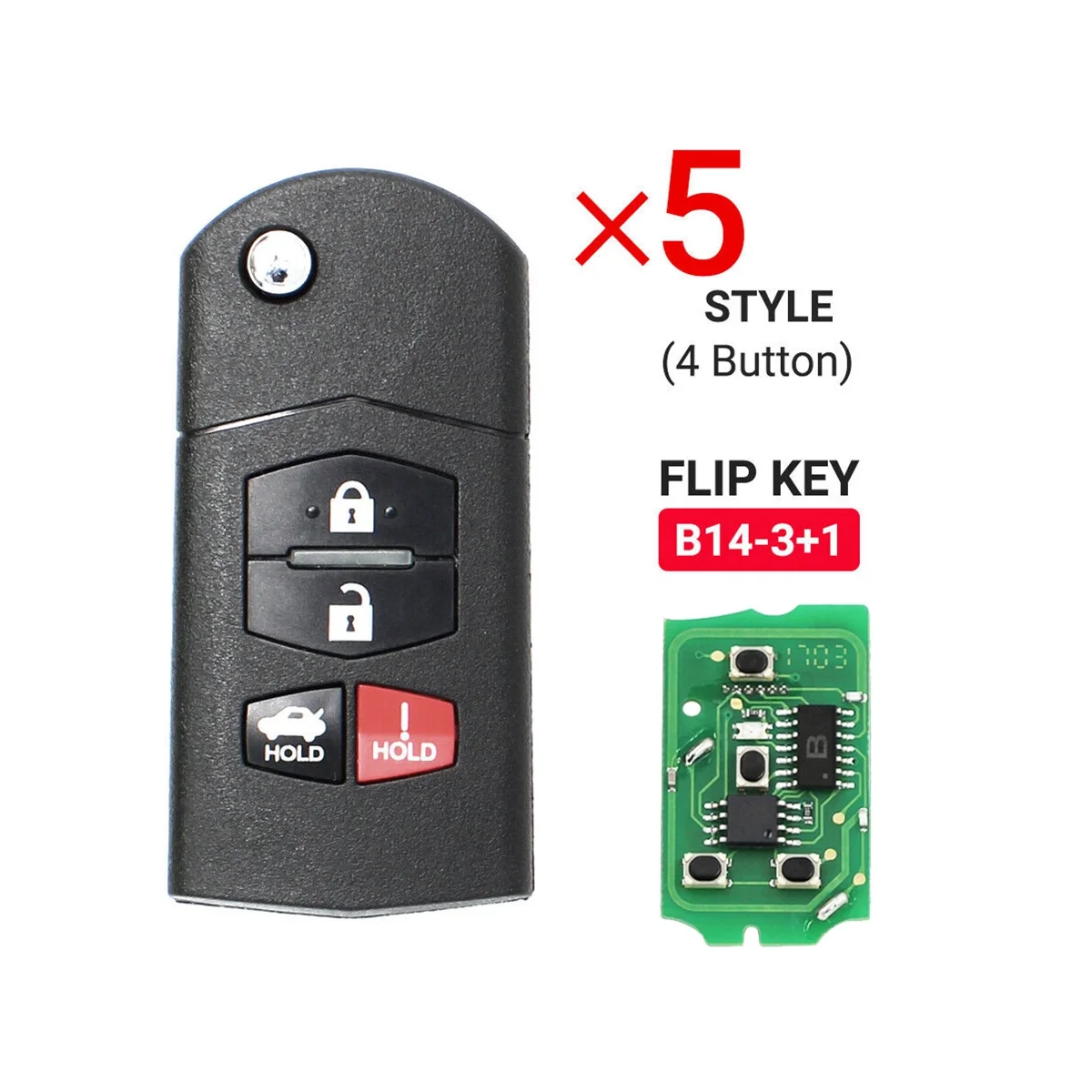 

5Pcs KEYDIY B14-4 Universal 4 Button B-Series KD Remote Control Car Key for KD900 KD900+ URG200 KD-X2 Mini for Mazda