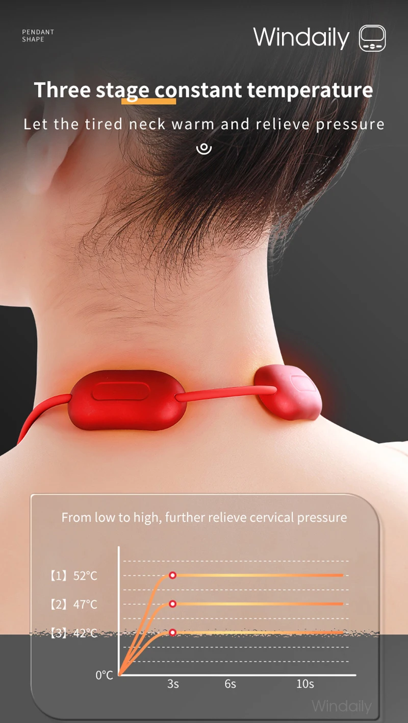 Mini Portable Hanging Neck Massager With Heat Electric EMS TENS Pulse Smart Cervical Spine Massager Shoulder F  2023_voghion.com