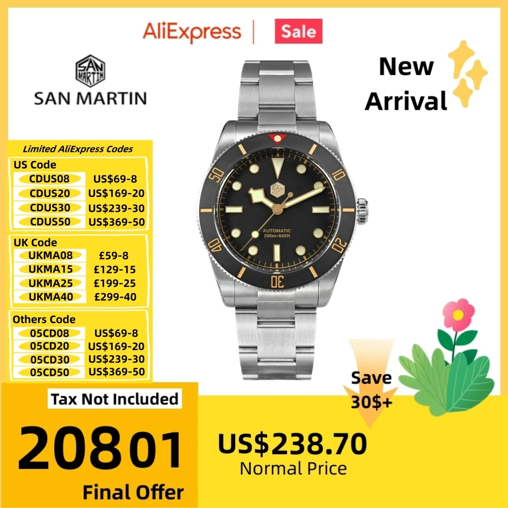 

San Martin 37mm Matte Bezel NH35 BB54 Vintage Diving Watch For Men Automatic Quick Fly Adjust C3 BGW-X1 Lume 20ATM Reloj SN0138