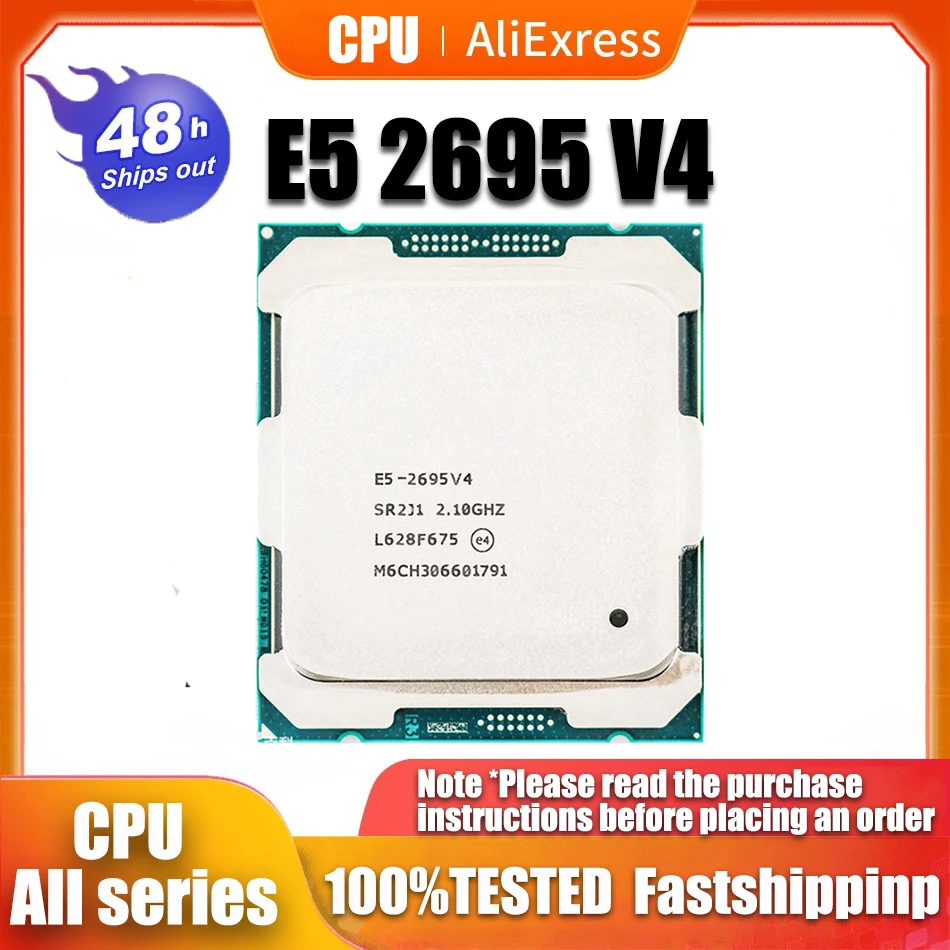 

Used Xeon E5 2695 V4 E5 2695V4 Processor 2.1GHz 18 Cores 45M 120W 14nm LGA 2011-3 Server CPU