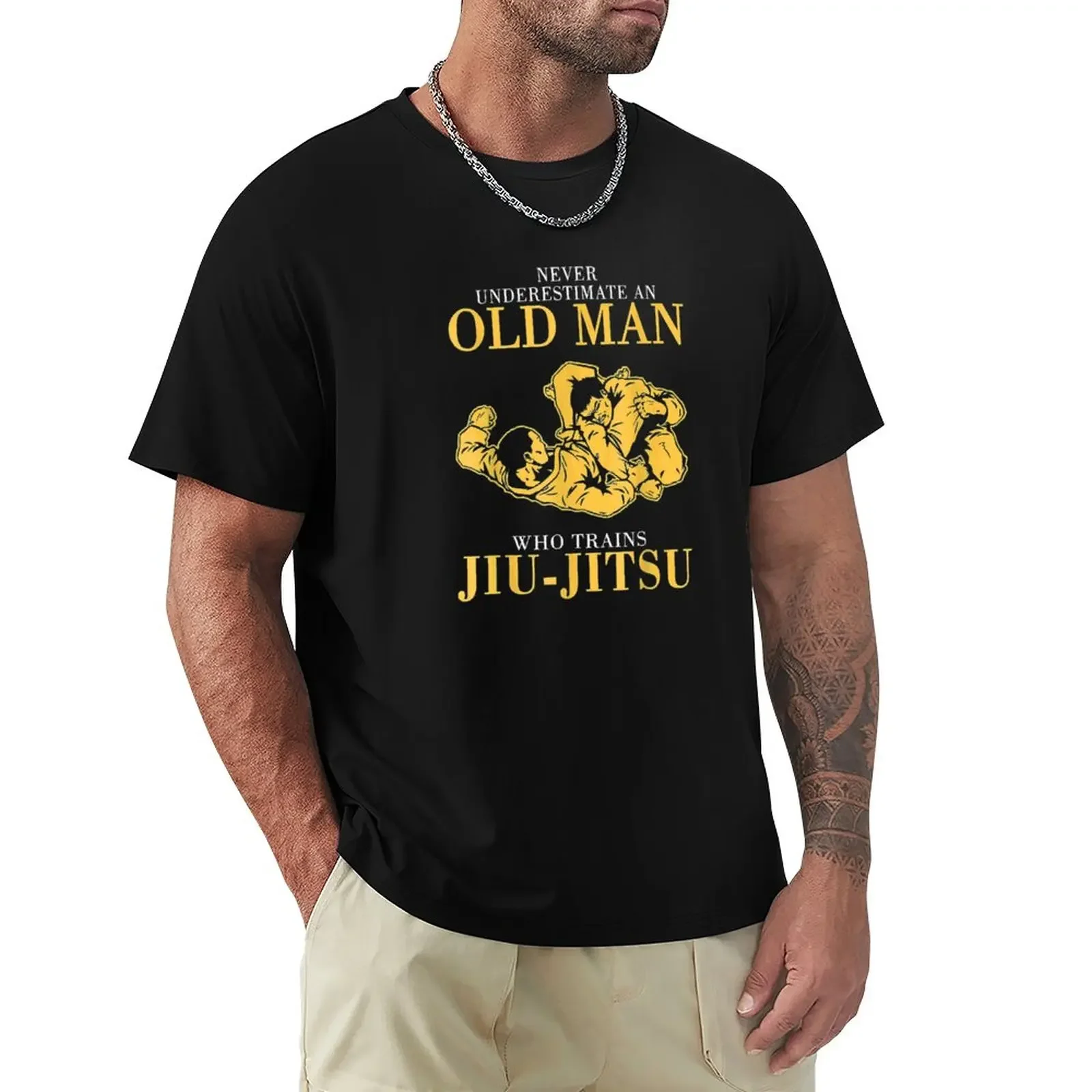 

Never Underestimate Old Man Trains Jiu Jitsu BJJ T-Shirt shirts graphic tees summer top Blouse mens t shirts pack