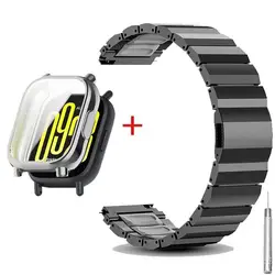 Premium Metal Strap and Protective Case for Smartwatches - Replaceable Wristband Accessory (Silver BH)