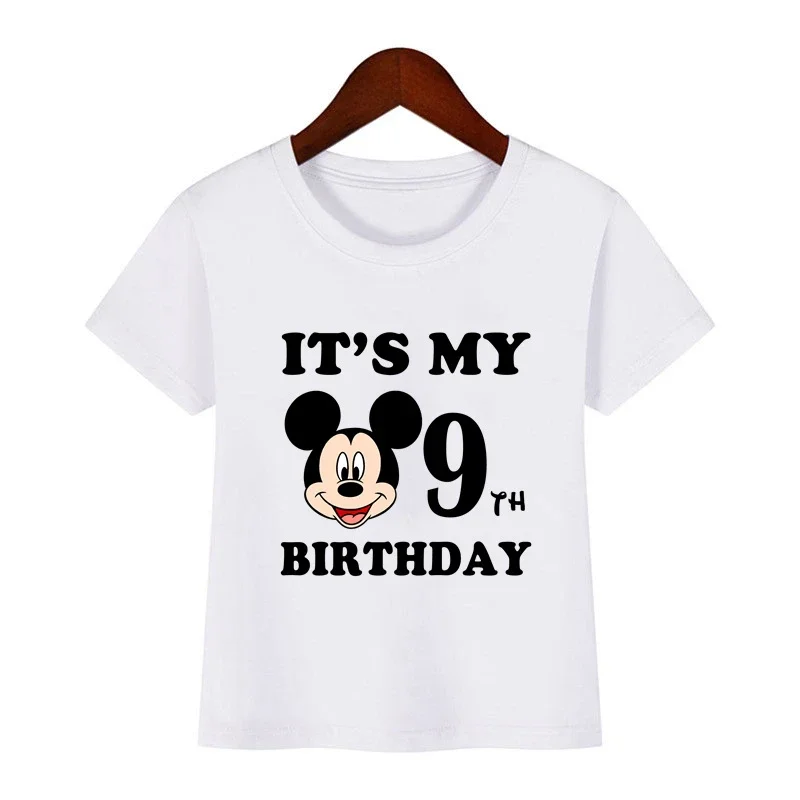 thumbnail image 1 of Ropa infantil con estampado de Mickey Mouse de Disney, es mi cumpleaños de 1, 2, 3, 4, 5, 6, 7, 8 y 9 años, camisetas para niños y niñas, lindas camisetas para bebés y niños, 1 of 5