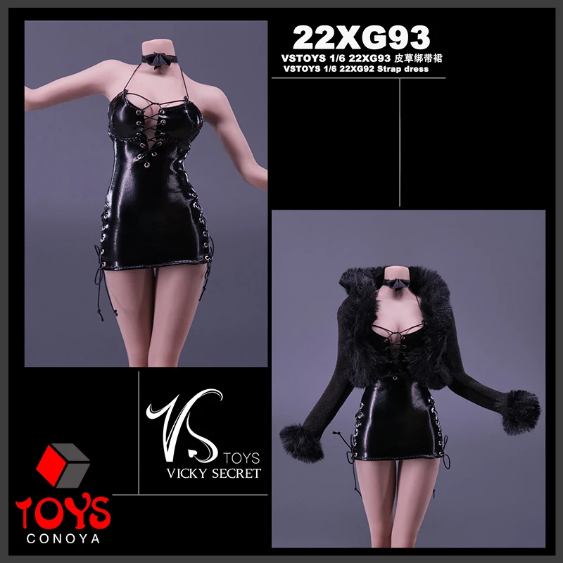 

VSTOYS 22XG93 1/6 Female Black Leather Tights Skirt Dress Clothes Model Fit 12'' TBL S12D Soldier Action Figure Body Dolls