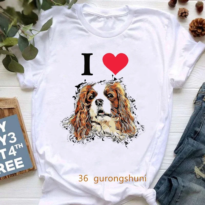 

Harajuku Kawaii Funny Cavalier King Charles Spaniel Mom Print Tshirt Femme Graphic Tees Women Dog Lover Gift Female T-Shirts