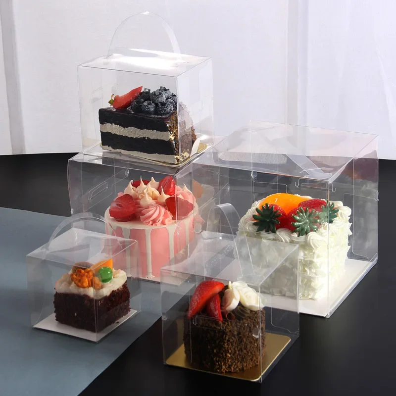 5-Pack Transparent Plastic Cake Boxes with Handles – Clear Disposable Dessert Gift Cont... - SKU CCL60826 - UGI Packaging