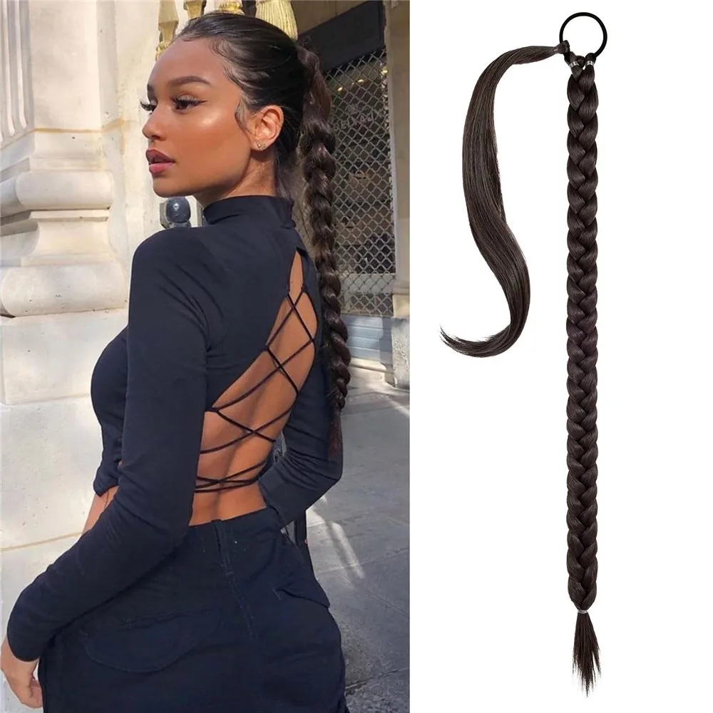 Fashion 80CM Woman Wig Punkstyle Hip-pop Ponytail Twisted Braided Long Wig Girl Dirty Braid Wig Hair Accessories for women