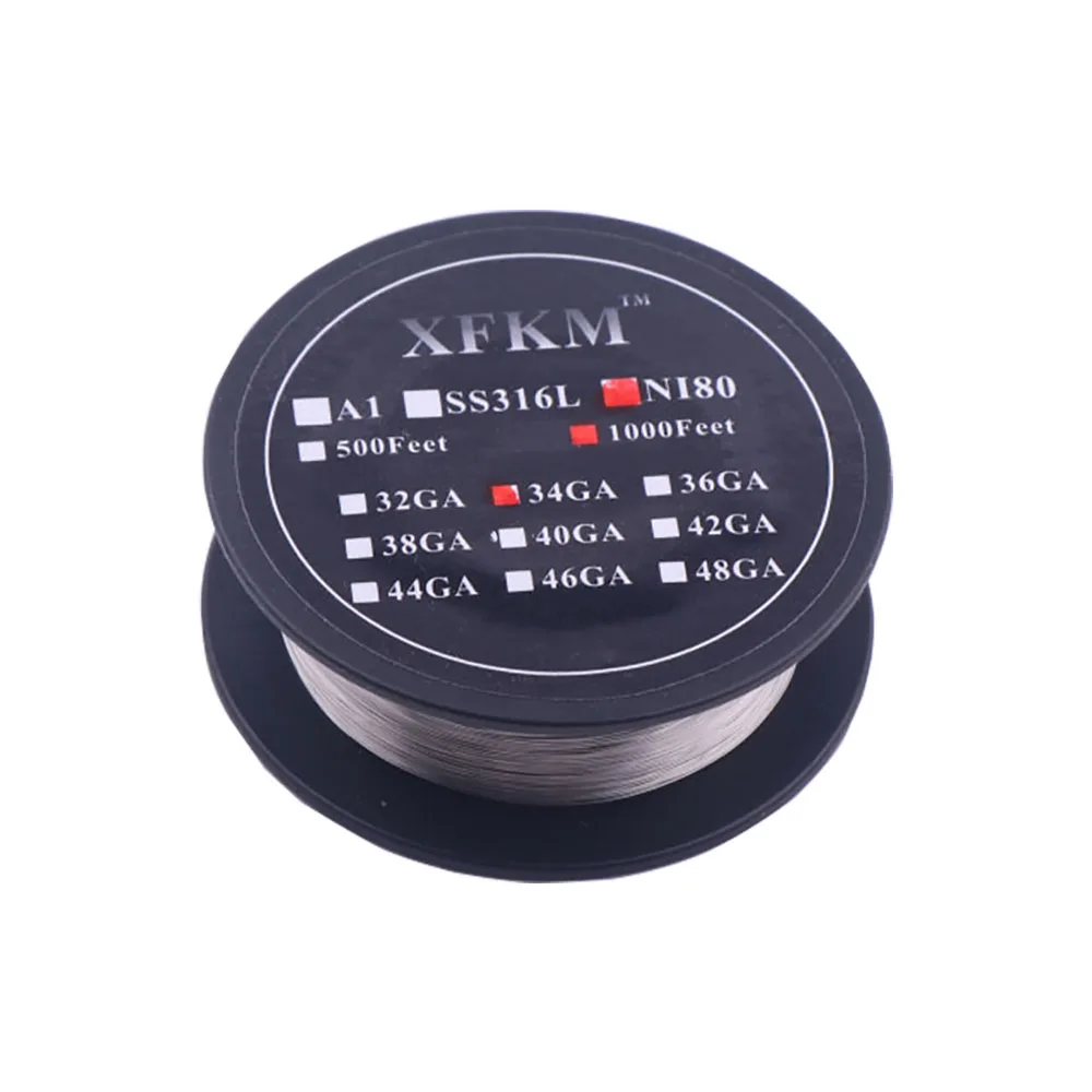 XFKM 가열 와이어, NI80/A1/SS316L 저항 1000 피트/롤, 32GA, 34GA, 36GA, 38GA-48GA, 재건 DIY 심지 도구 액세서리