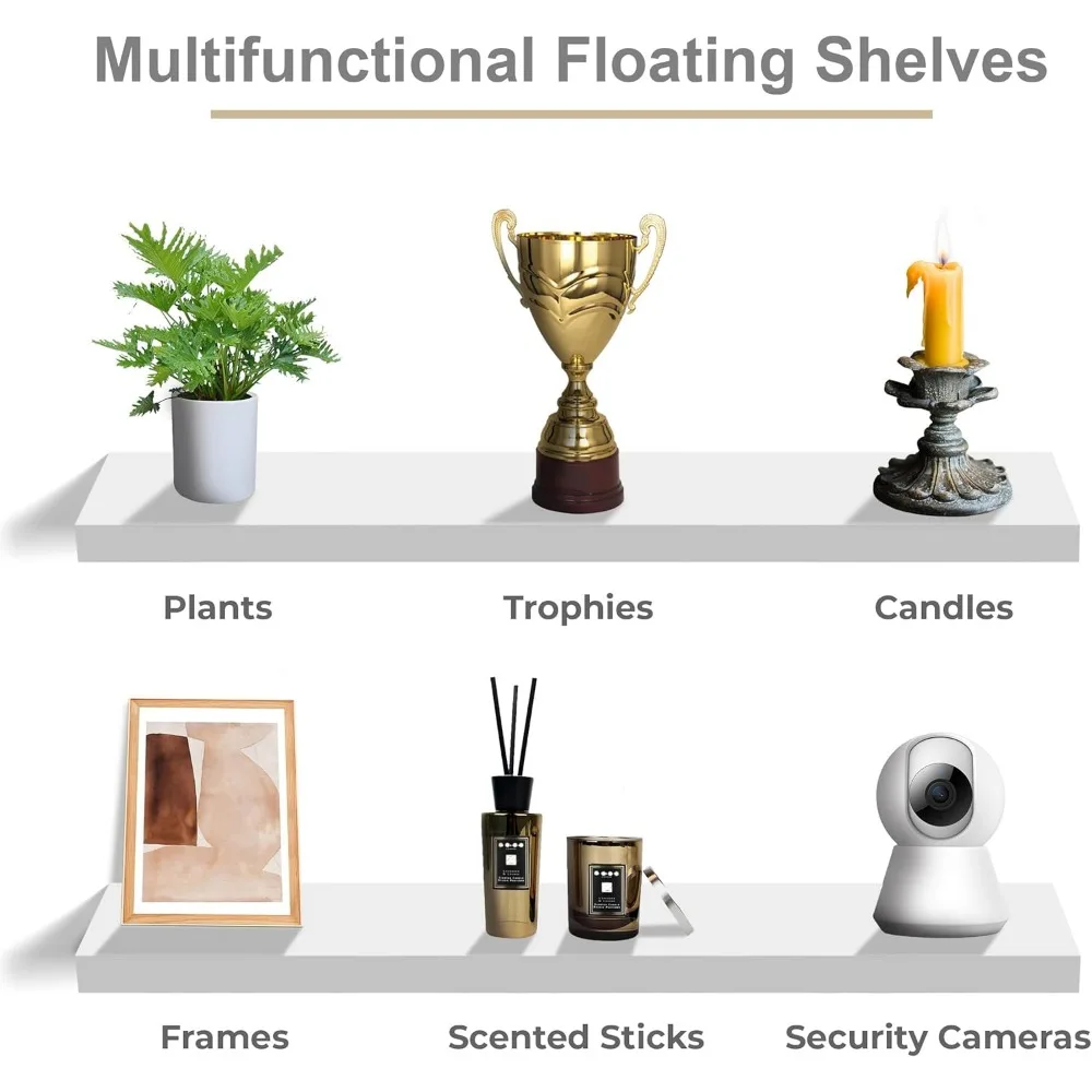 Floating Shelves for Wall - 2 Long Floating Shelves Farmhouse - 35 x 9 Inch Wall Mounted Floating Shelves for Wall, White 6