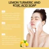 Lemon Turmeric Kojic Acid Brightening Soap Cleansing Face Rejuvenation Exfoliating Even Skin Tone Hyaluronic Acid Handmade Soap 5