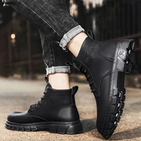 Winter Men Boots Outdoor Leather Ankle Boots Lightweight High Top Casual Boots Designer Male Work Boots Classic Handmade Boots - Image 4