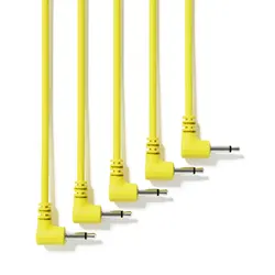 Vibrant Right Angle Mono Modular Patch Cables - 5 Color Set - 30 cm - 12 inch (Yellow)