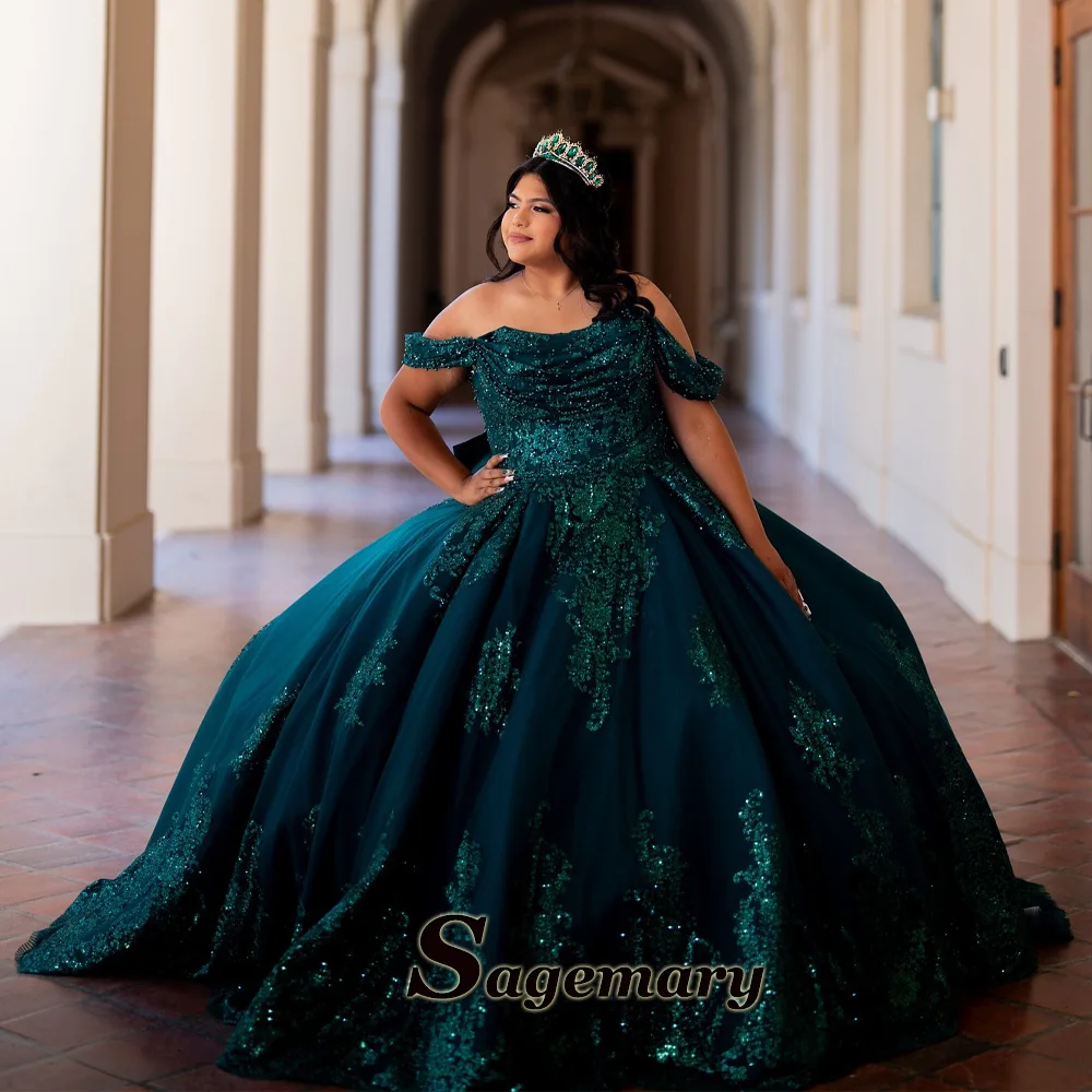 Quinceanera Dresses Scoop Neck Appliques Off the Shoulder Customised Sagemary