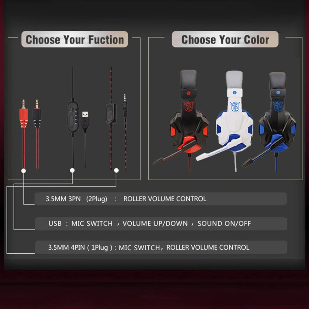 Wired PS4/PS5/Xbox/Smartphone/PC Headset Gaming Headset 120° Adjustable Gamer Headset with Noise Cancelling Microphone - Image 3