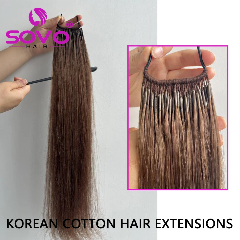 0.8G/Pcs Straight Korea Popular Cotton String Twins Tip Hair Extensions String Pre-Bound Chinese Unprocessed Hair Korea Popular
