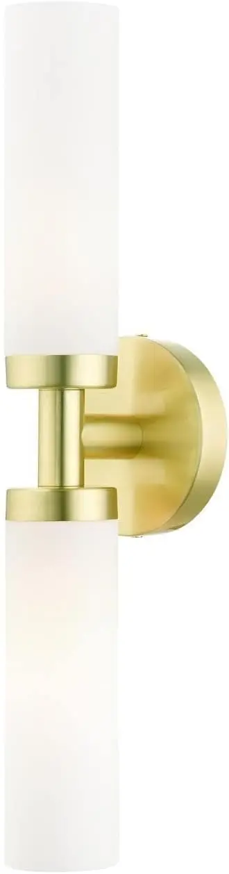 

2 Light Sconce Satin Brass Finish, 18 x 4.25