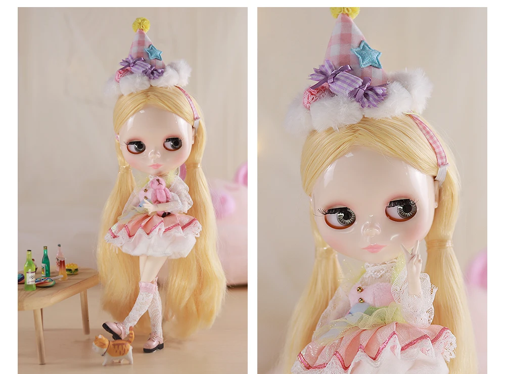 Neo Blythe Doll with Blonde Hair, White Skin, Shiny Cute Face & Custom Jointed Body 2