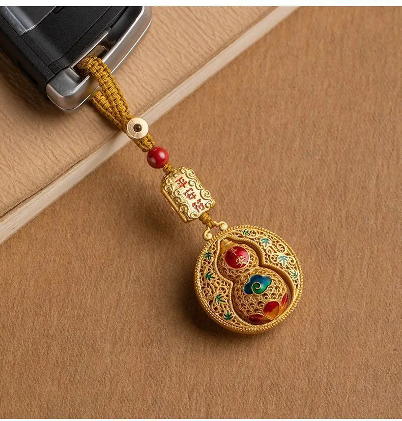 Gilded Guardian: Sand Gold Wu Lou Pendant - clHouse & Home