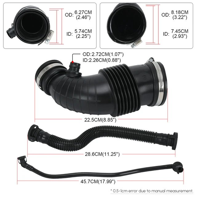 خرطوم سحب الهواء مع حلقة فولاذية ، أنبوب فلترة مجرى الهواء ، بي ام دبليو F20 ، F21 ، F30 ،