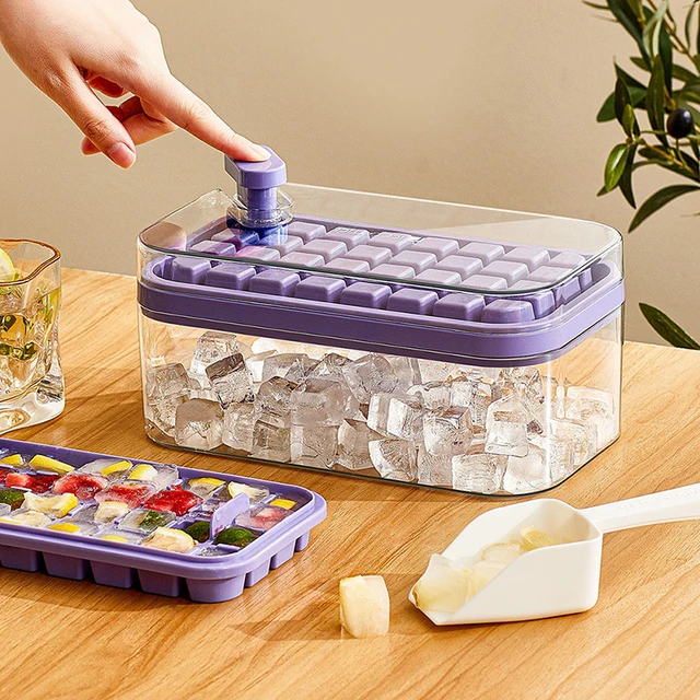 Round Ice Cube Tray with Storage Box Creative Quick Release Ice Cube Molds  Party Bar Kitchen Square Container Cold Drink Set