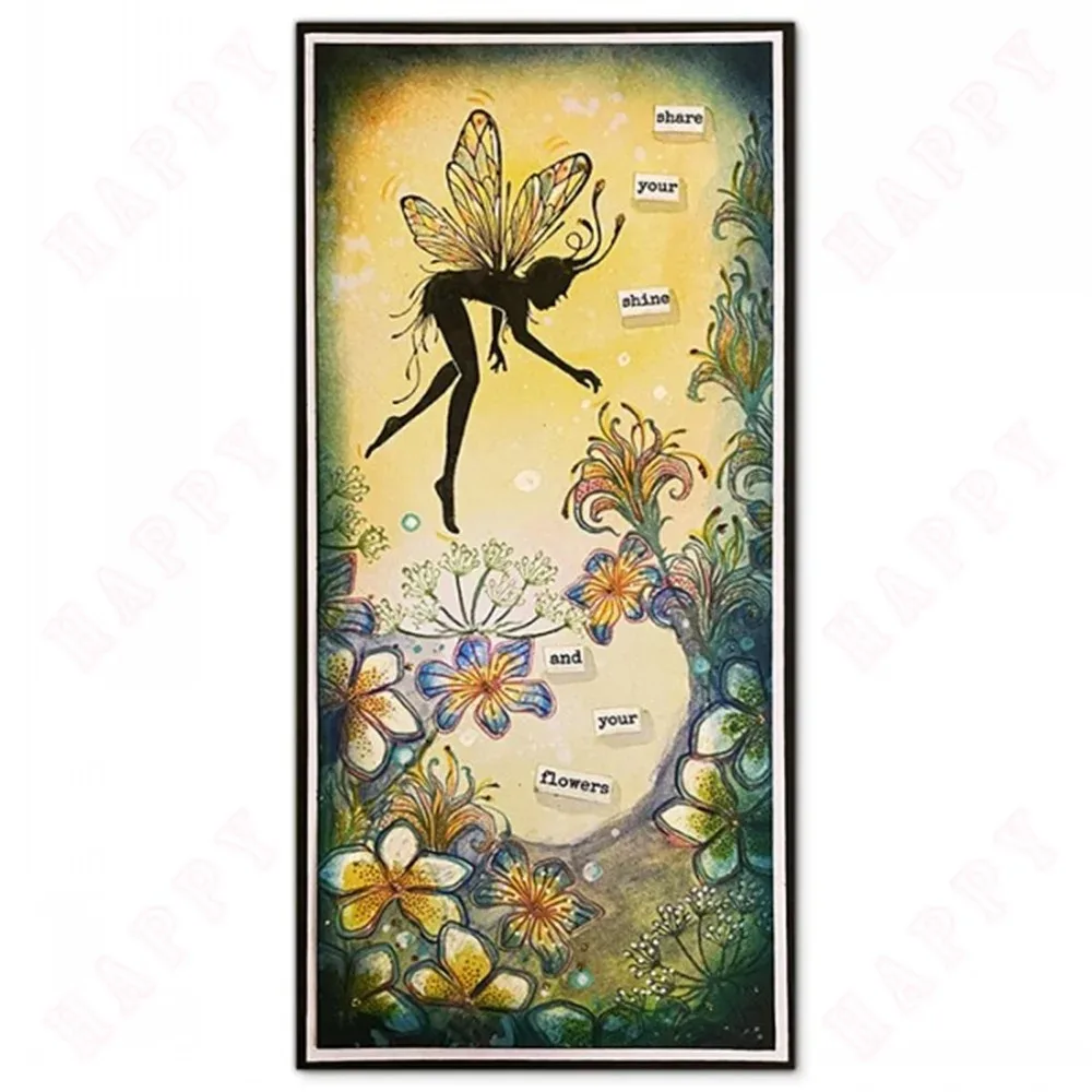 Clear Stamps Clear Rubber Stamps Bee Flowers Elf Frame Clear Stamps Seal for DIY Scrapbooking Card Transparent Stamps Making Photo Album Crafts