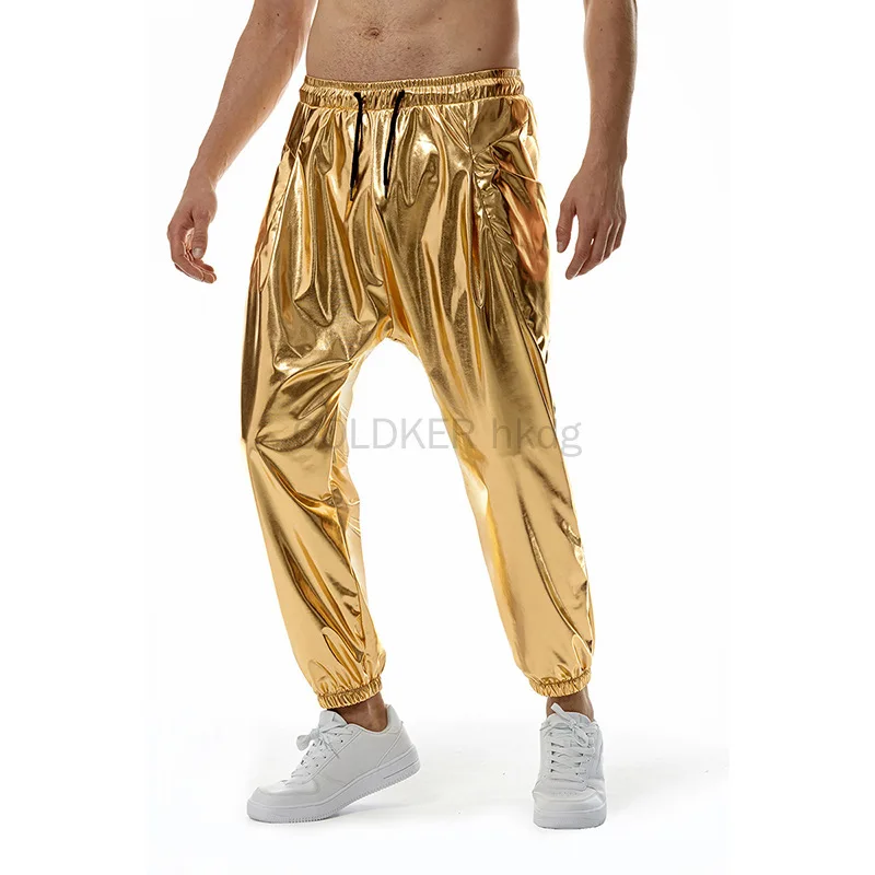 Men's Sets Shiny Metallic Suits Adult Disco 2 Piece Outfit Jacket Pants Halloween Dress Up Nightclub Dance Rave Cosplay Costume 4