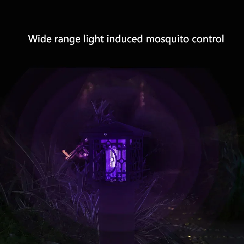 ELARA Outdoor Mosquito Killer Lamp Modern Solar Black Insect Kill Lawn Light Waterproof For Home Garden Courtyard Park
