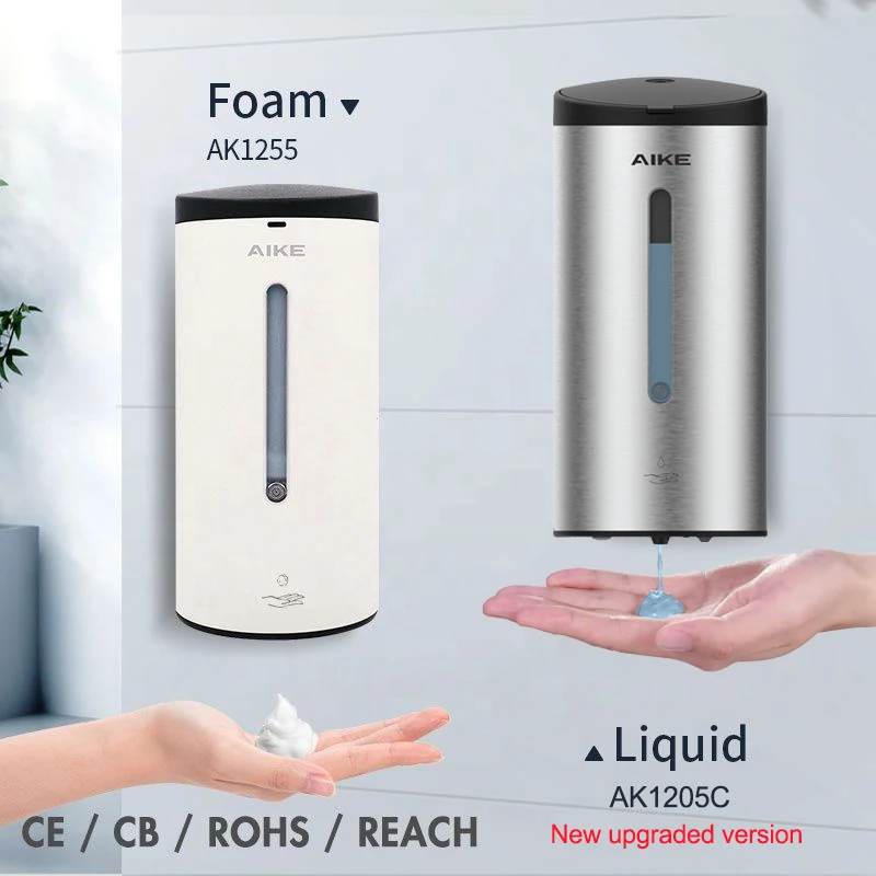 Soap Dispenser AIKE Automatic Liquid Soap Dispenser 800ML Stainless Steel Bathroom Hand Sanitizer Dispenser Wall-mounted Sensor