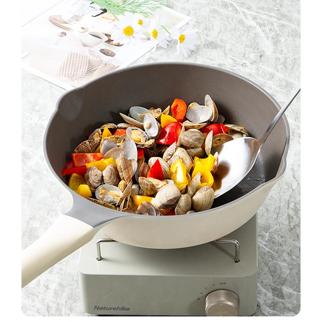 Chinese Ceramic Frying Pan Non Stick Fried Egg Steak Gas Stove Induction  Cooker Kitchen White Pan Wok with Lid Saucepan Cookware - AliExpress