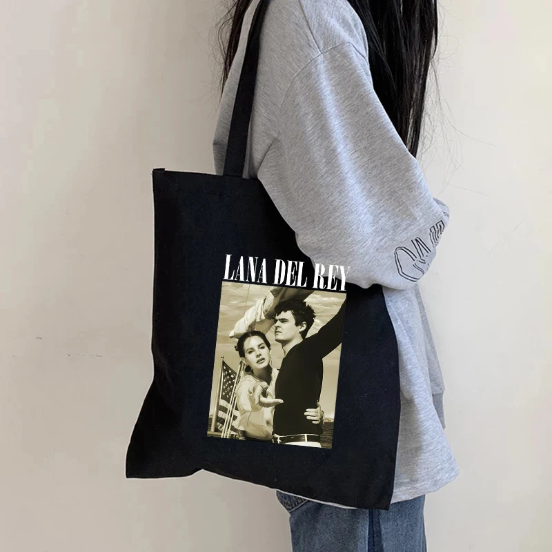 Lana Del Rey Ldr Eco Manga حقيبة تسوق للنساء ، حقيبة كتف قماشية ، سعة كبيرة ، حقيبة متسوقين هاراجو ، 90s