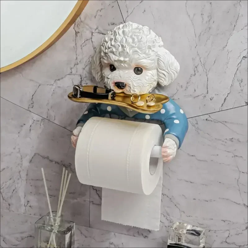 

Rack Cartoon Decoration Tissue Mounted Wall Free Storage Paper Teddy Bathroom Dog Toilet Toilet Tray Roll Holder Paper Punch