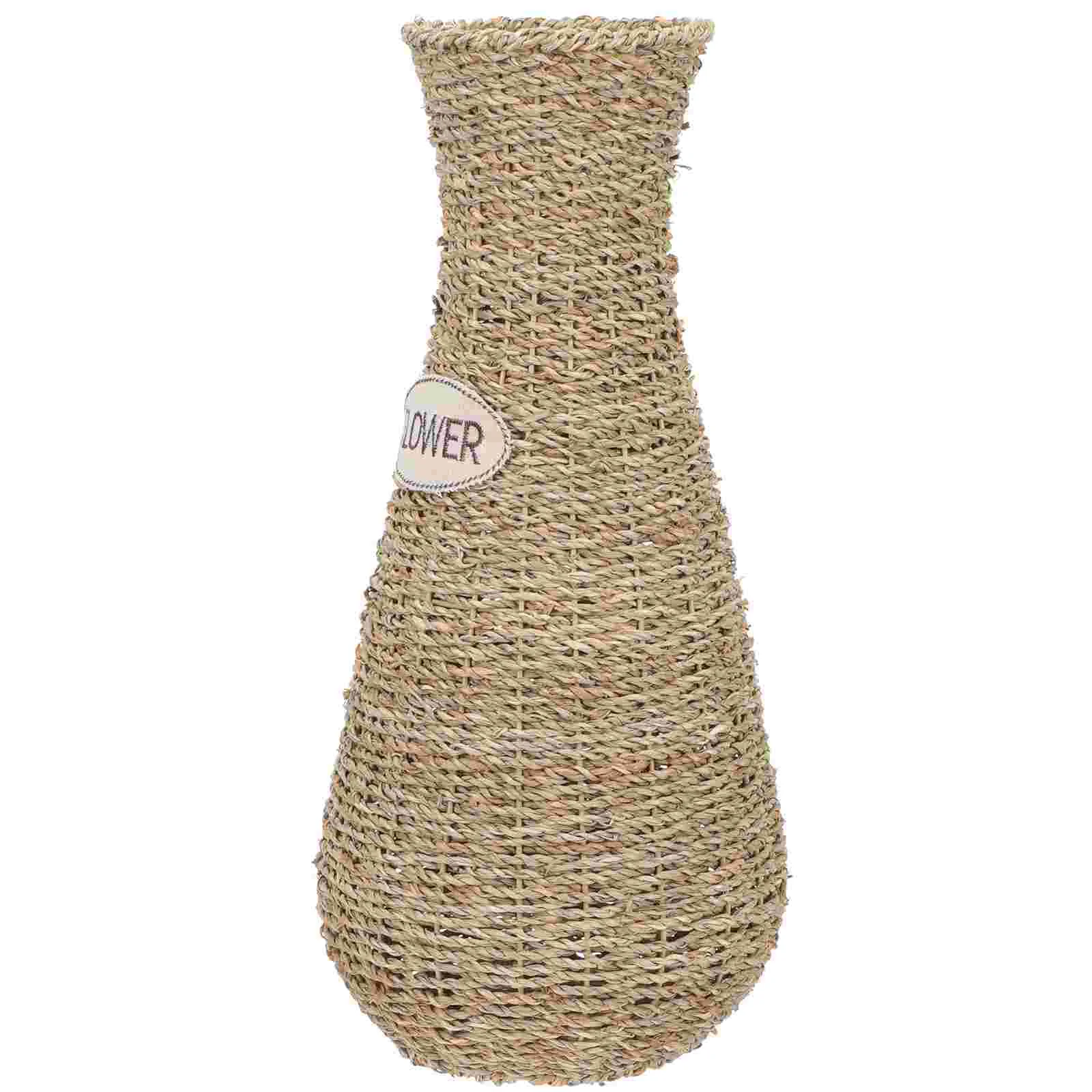 

Woven Rattan Vase Desktop Home Decoration Storage Baskets Dried Flower Container Plant Countryside Style