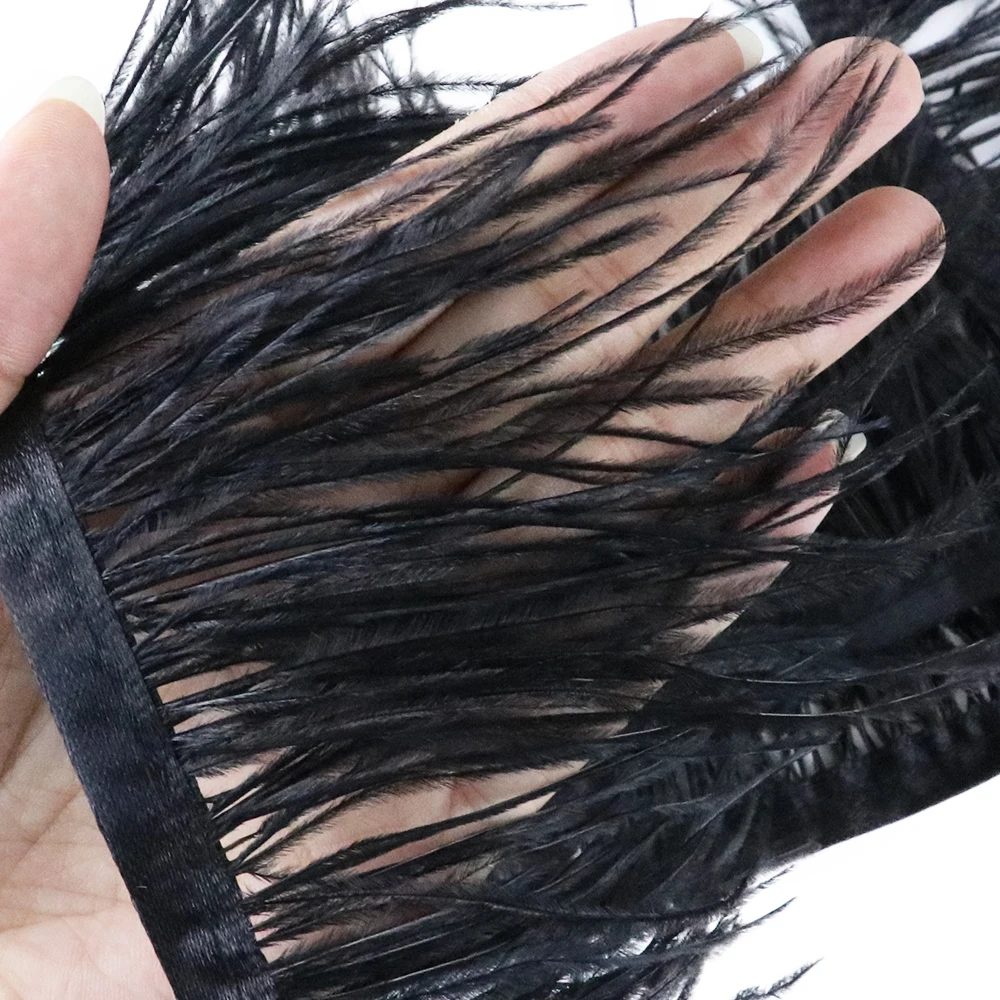 1Yard/lot Real Ostrich Feather Trimming in Customized Black- Multicolor  Plume Fringe Trim for Wedding Party Dress Sewing