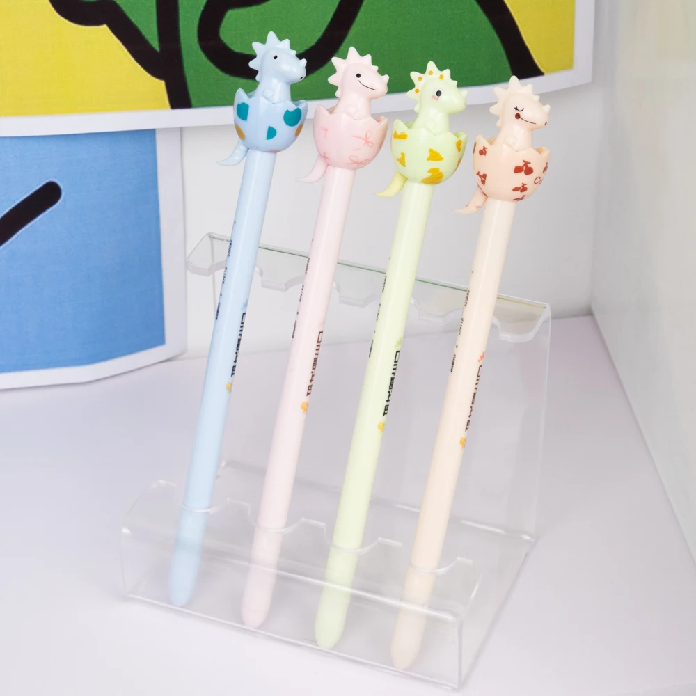 4 Pcs/Set Dinosaur Party Gel Pens Creative Cartoon 0.5mm Black Ink Quick-drying Smooth Writing Pen for School Office Stationery