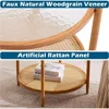 25.6" Rattan Coffee Table, Round Water-Wave Glass Metal Center Table  Modern Coffee Table 5